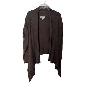 Vintage Lana Lee Brown Open Front Cardigan Size Small Waterfall Wool Blend